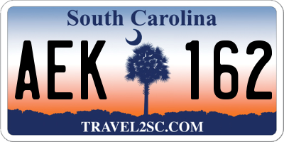 SC license plate AEK162
