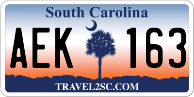 SC license plate AEK163