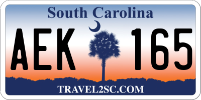 SC license plate AEK165