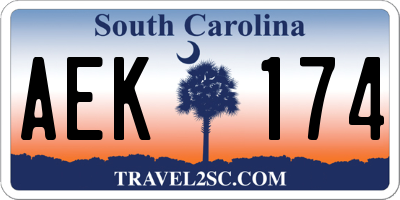 SC license plate AEK174
