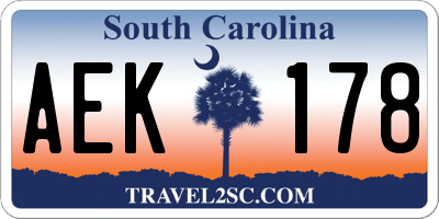 SC license plate AEK178