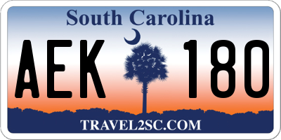 SC license plate AEK180
