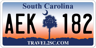 SC license plate AEK182
