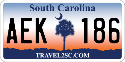 SC license plate AEK186