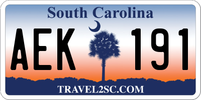 SC license plate AEK191