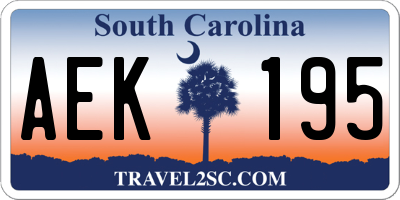 SC license plate AEK195