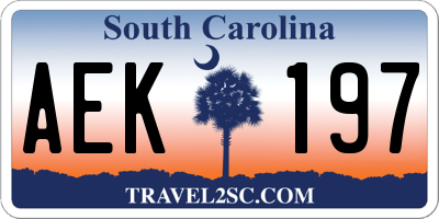 SC license plate AEK197