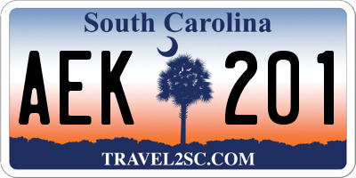 SC license plate AEK201