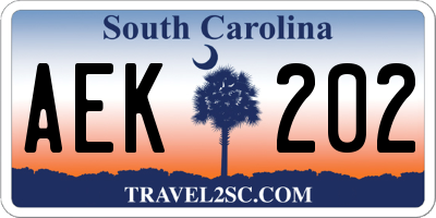 SC license plate AEK202