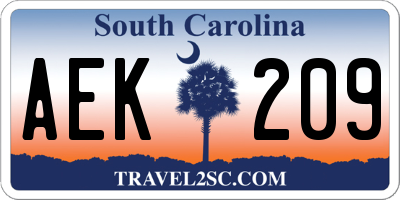 SC license plate AEK209