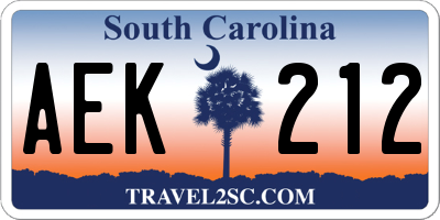 SC license plate AEK212