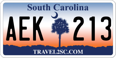 SC license plate AEK213