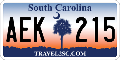 SC license plate AEK215