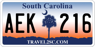 SC license plate AEK216