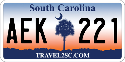 SC license plate AEK221