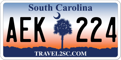 SC license plate AEK224