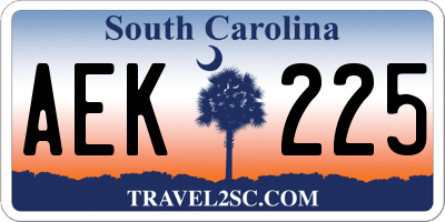 SC license plate AEK225