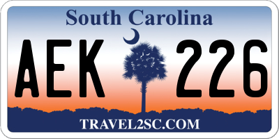 SC license plate AEK226