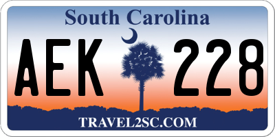 SC license plate AEK228