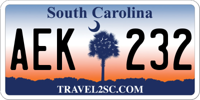 SC license plate AEK232