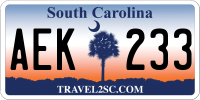 SC license plate AEK233