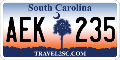 SC license plate AEK235
