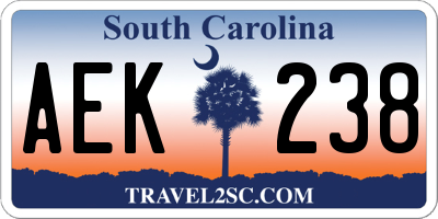 SC license plate AEK238