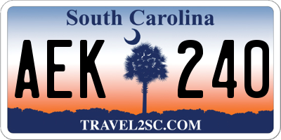SC license plate AEK240