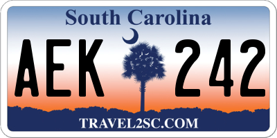 SC license plate AEK242