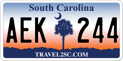 SC license plate AEK244