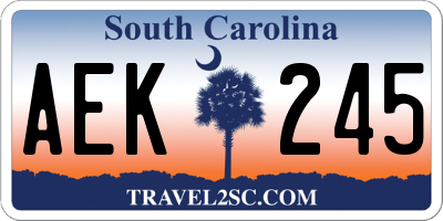 SC license plate AEK245