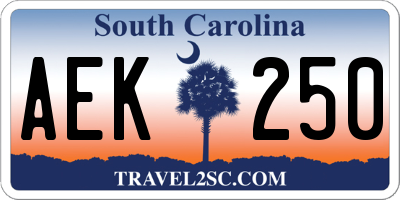 SC license plate AEK250
