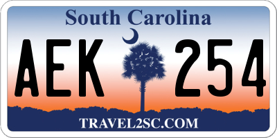 SC license plate AEK254