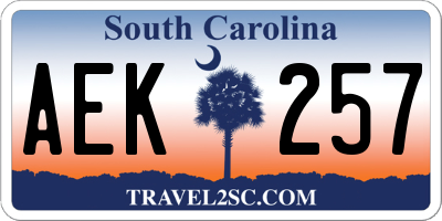 SC license plate AEK257