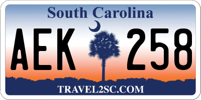 SC license plate AEK258