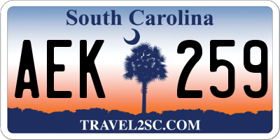 SC license plate AEK259