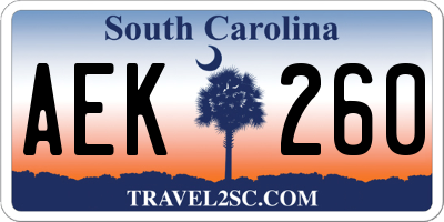 SC license plate AEK260