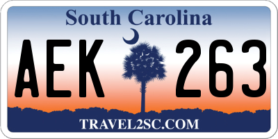 SC license plate AEK263