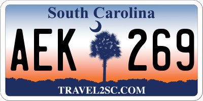 SC license plate AEK269