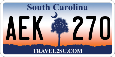 SC license plate AEK270