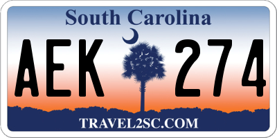 SC license plate AEK274