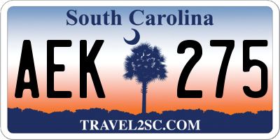 SC license plate AEK275