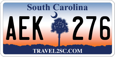 SC license plate AEK276