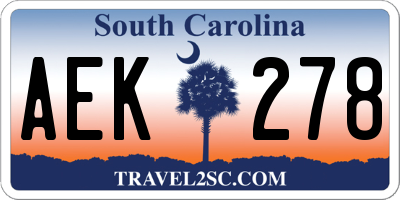 SC license plate AEK278