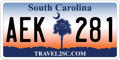 SC license plate AEK281