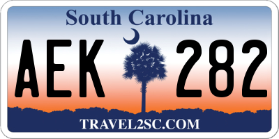 SC license plate AEK282