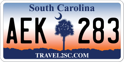 SC license plate AEK283