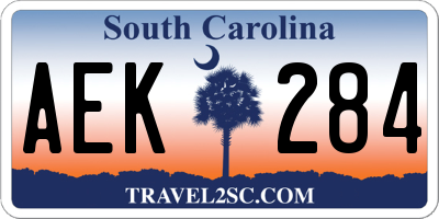 SC license plate AEK284