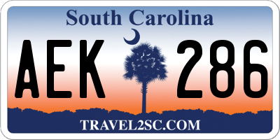 SC license plate AEK286