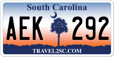SC license plate AEK292